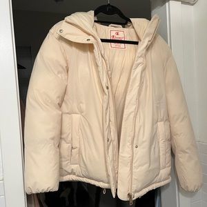 Just like new Champion puffer jacket with hood light pink